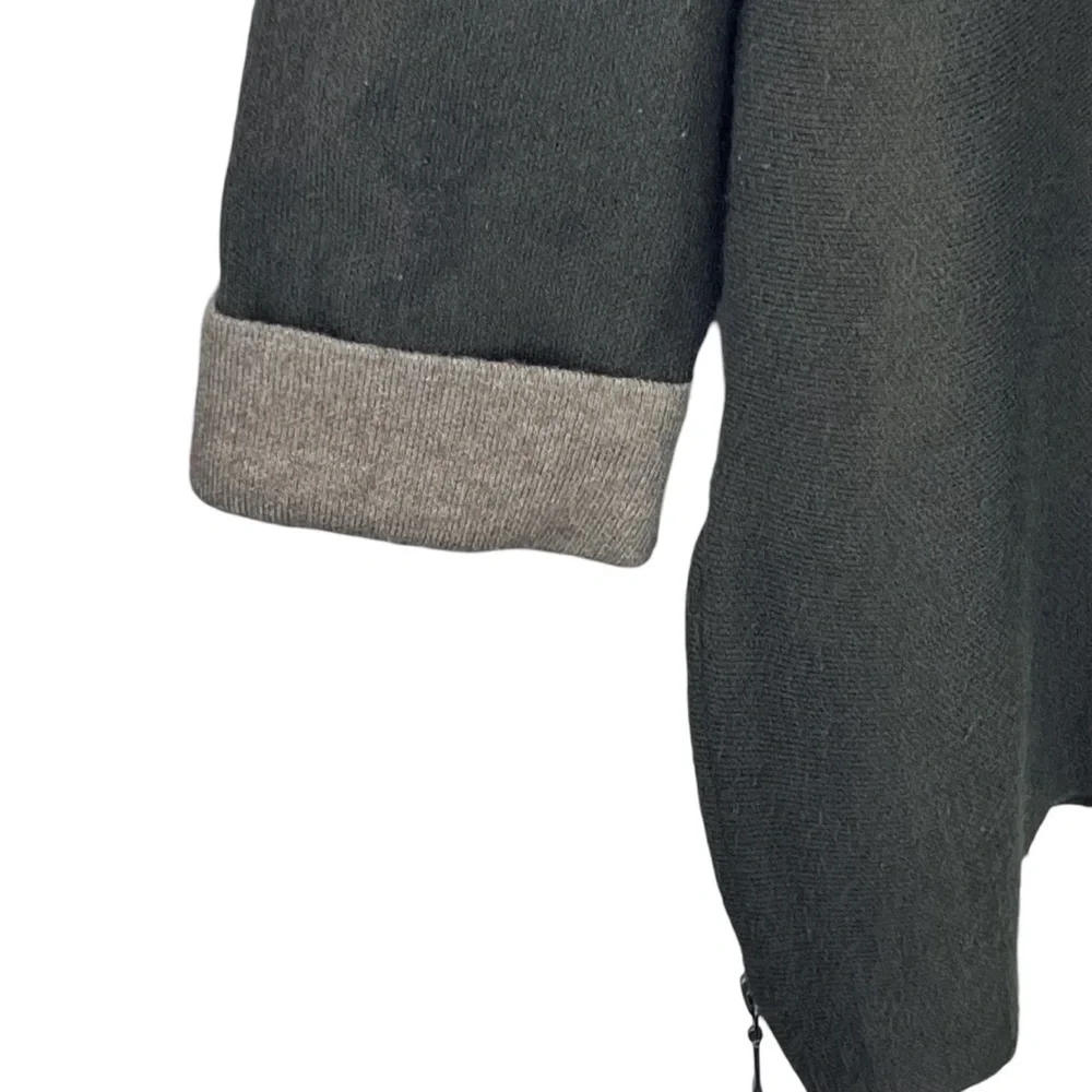 TAHARI Girls Kids Olive Green, Long Turtleneck Tunic w Folded Tan Wrist Cuff L